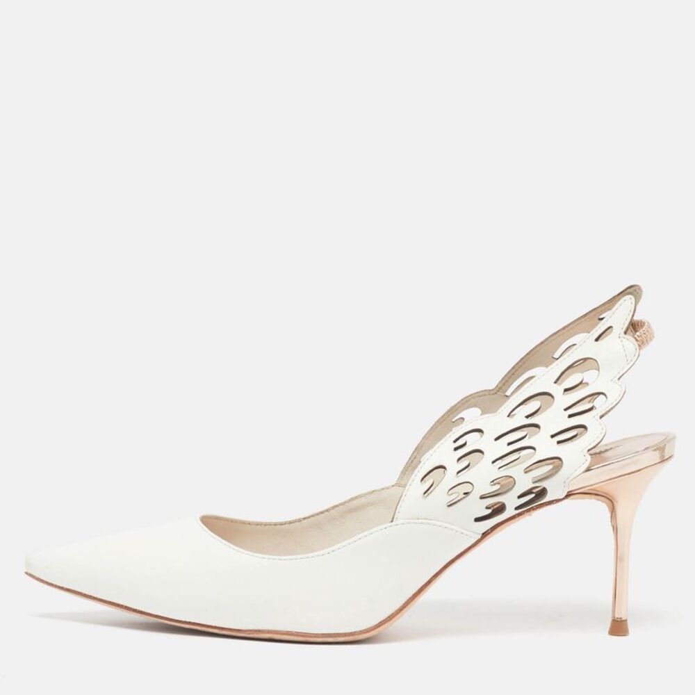 Sophia Webster Angelo Size 38 White/rose Gold Leather Slingback Pumps